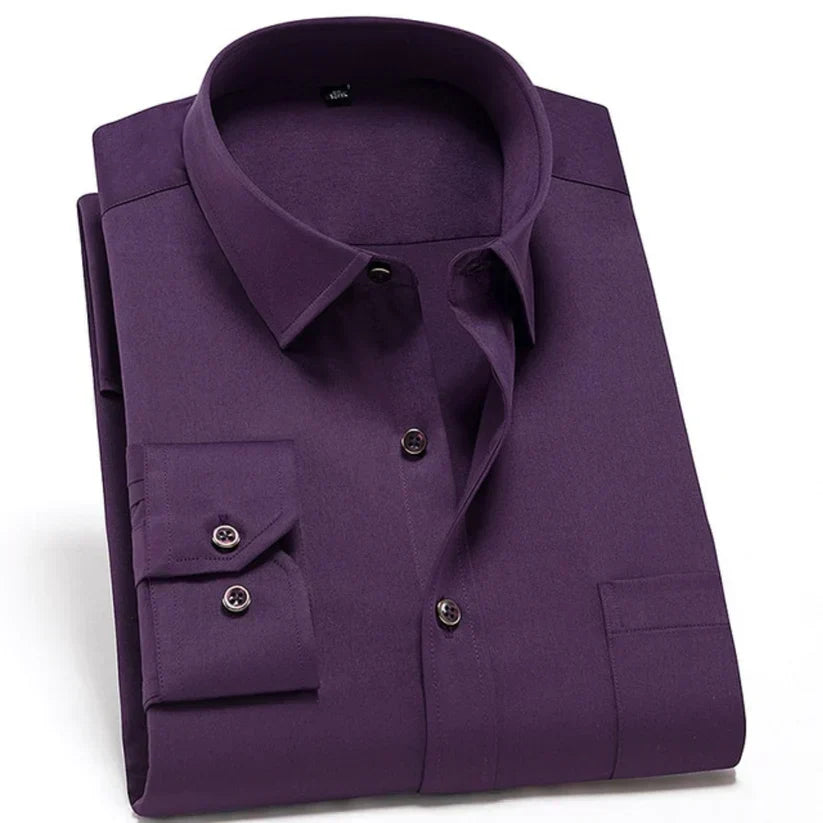 Camisa de hombre sin arrugas con elastano, corte moderno y confort