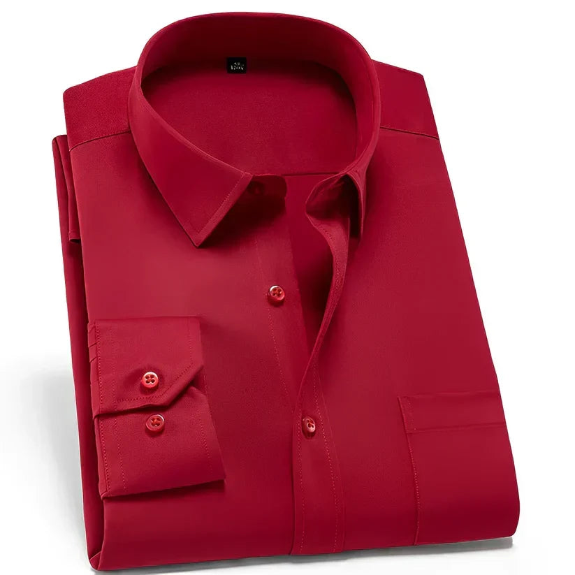 Camisa de hombre sin arrugas con elastano, corte moderno y confort