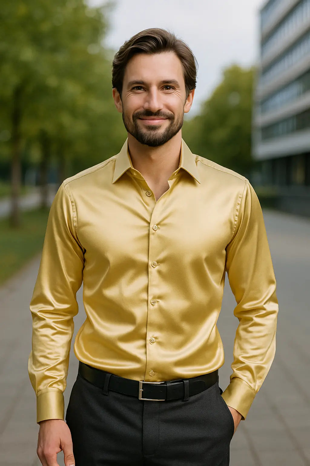 Camisa de Hombre Slim Fit con Mangas Largas para Fiestas