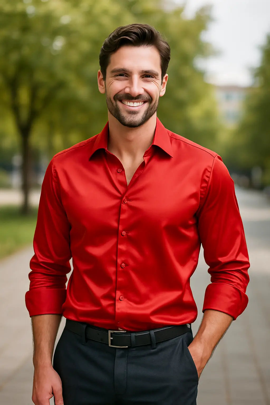 Camisa de Hombre Slim Fit con Mangas Largas para Fiestas