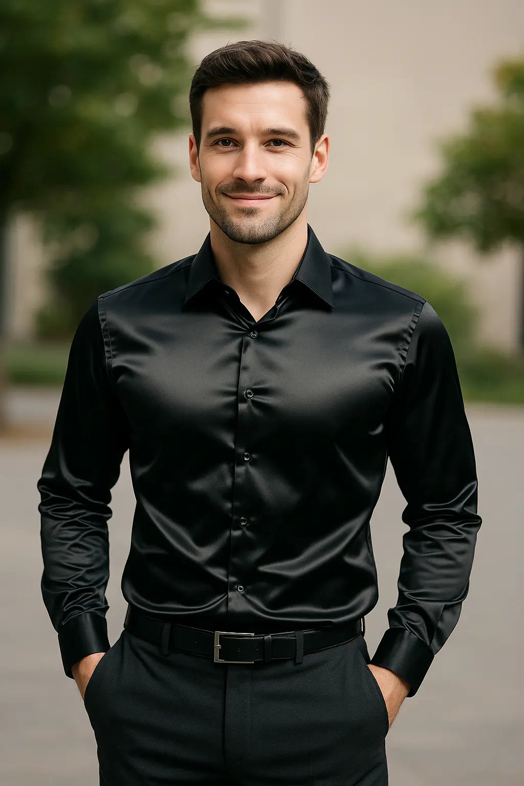 Camisa de Hombre Slim Fit con Mangas Largas para Fiestas