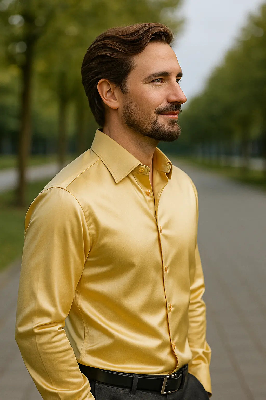 Camisa de Hombre Slim Fit con Mangas Largas para Fiestas
