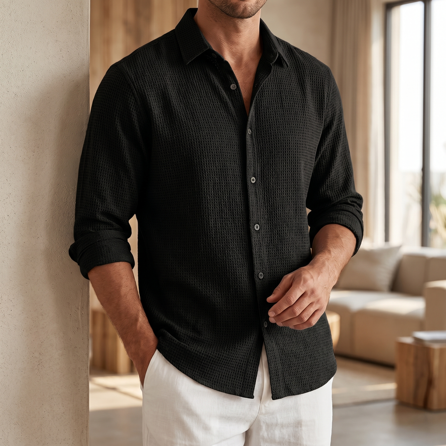 Camisa de lino de corte holgado para hombre para uso diario