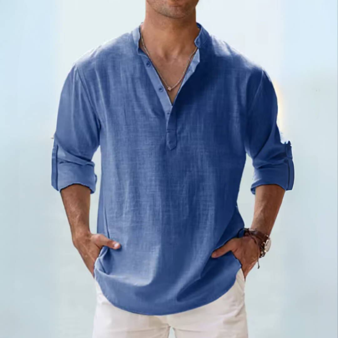 Camisa de lino: transpirable con cuello tunecino