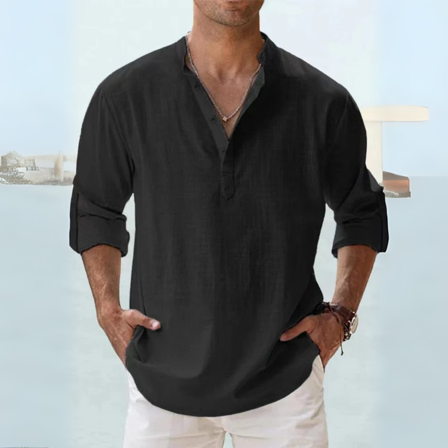 Camisa de lino: transpirable con cuello tunecino
