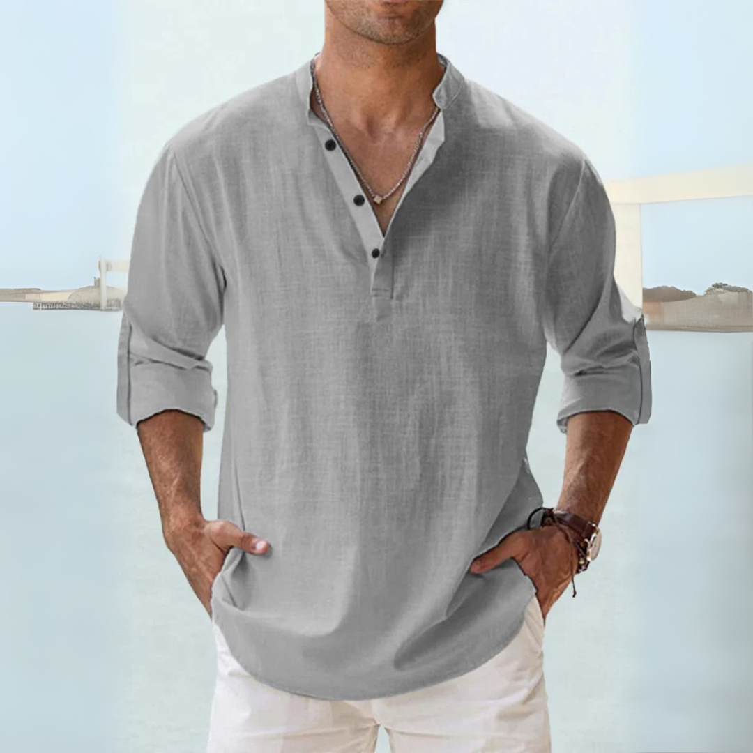 Camisa de lino: transpirable con cuello tunecino