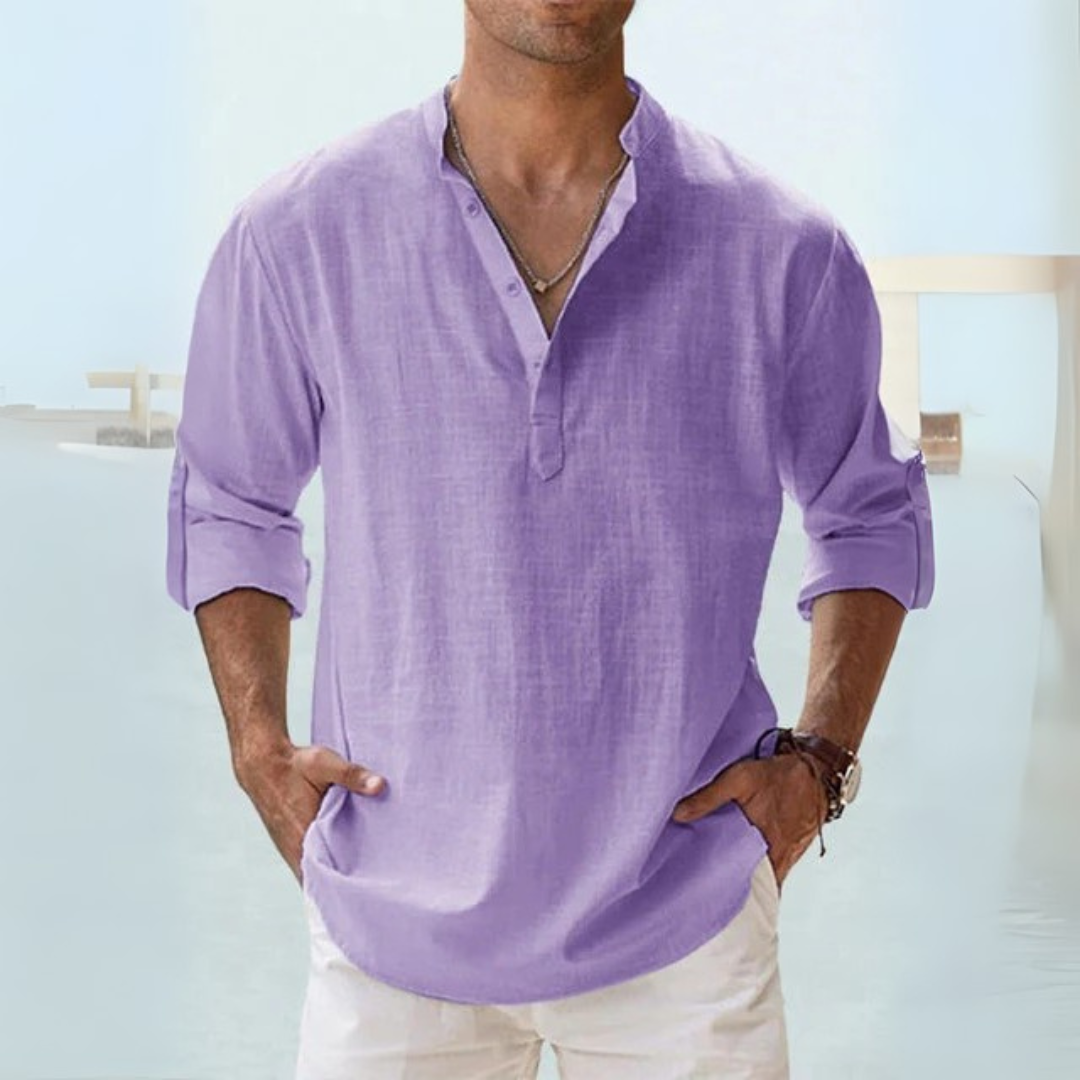 Camisa de lino: transpirable con cuello tunecino
