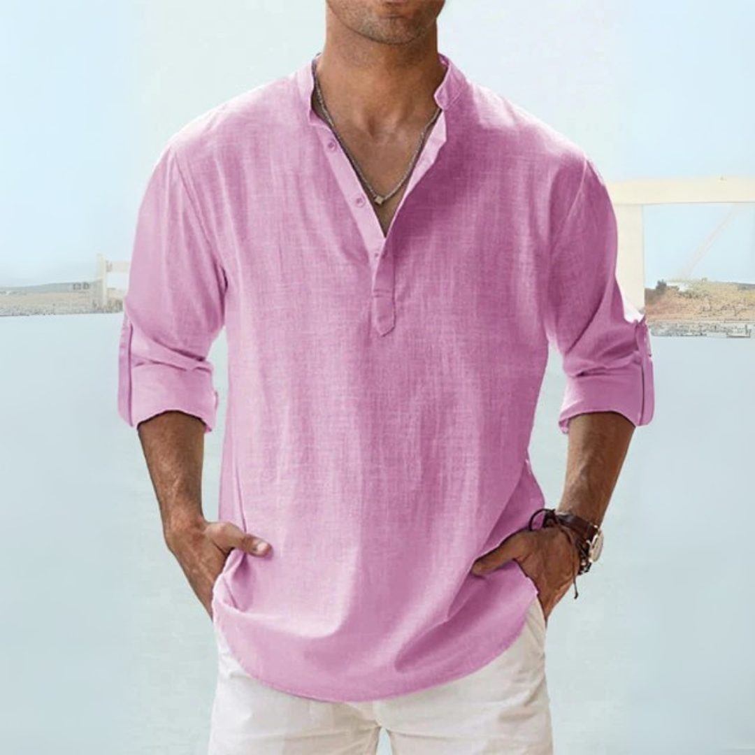 Camisa de lino: transpirable con cuello tunecino