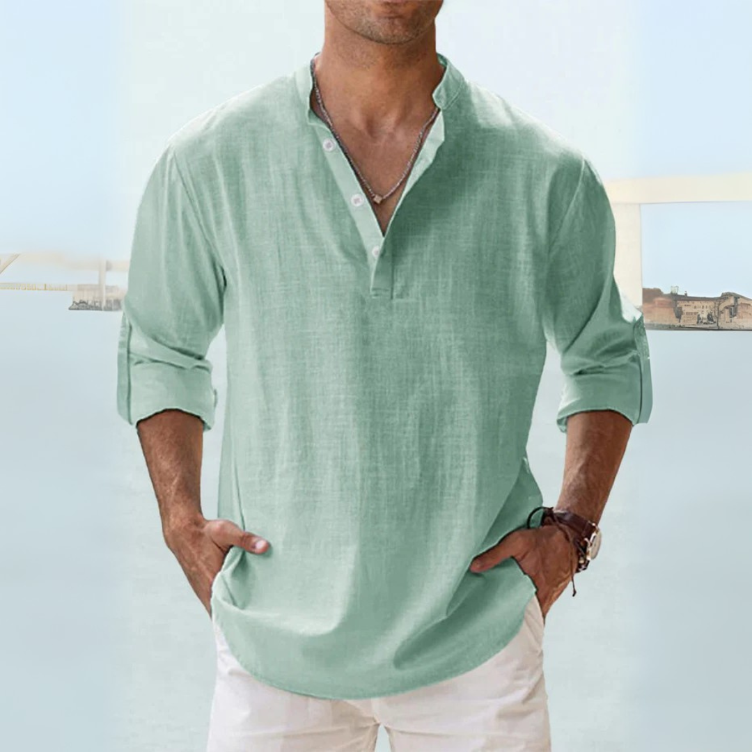 Camisa de lino: transpirable con cuello tunecino