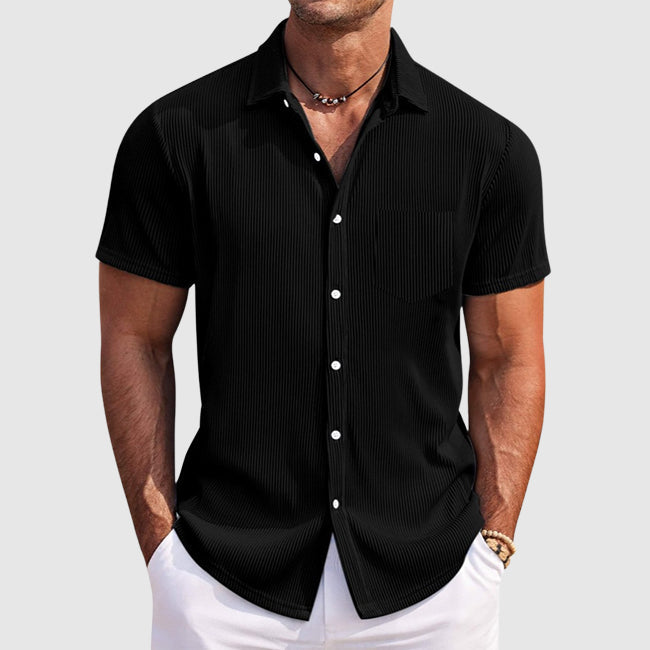 Camisa de manga corta con cuello solapa para hombre