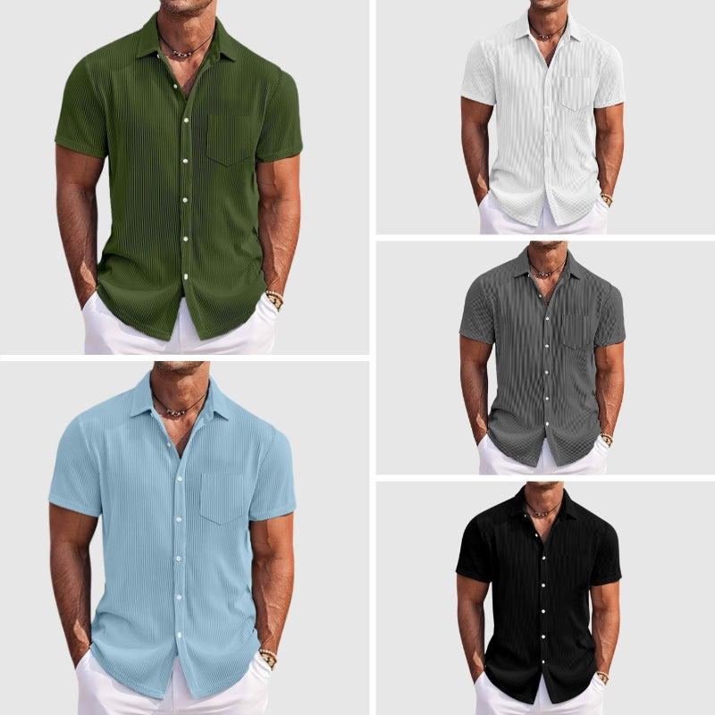 Camisa de manga corta con cuello solapa para hombre