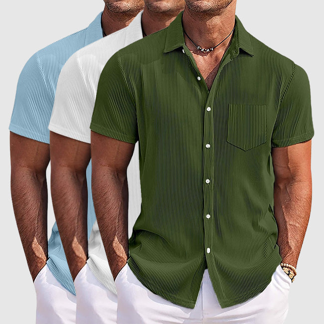 Camisa de manga corta con cuello solapa para hombre
