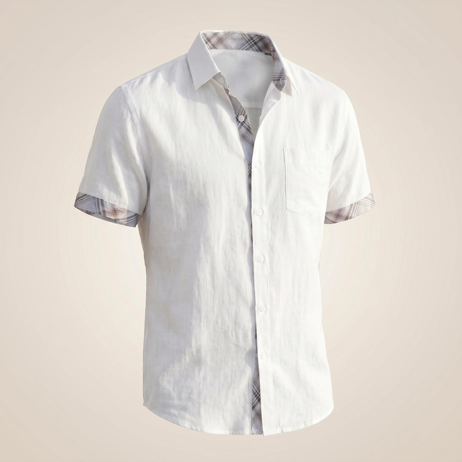 Camisa de manga corta de algodón para hombre con estampado de cuadros gráficos – Parte superior casual de verano