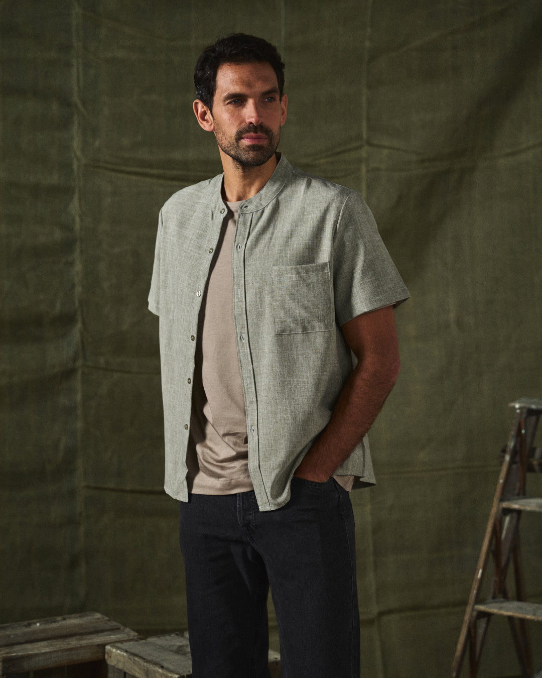 Camisa de manga corta de verano para hombre con botones