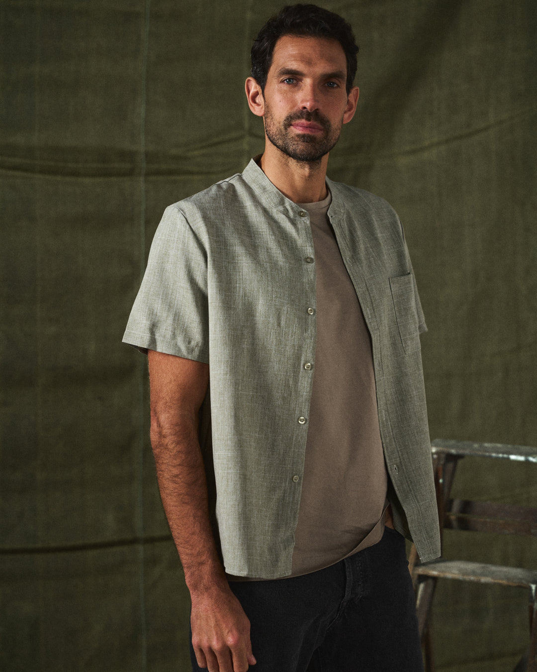Camisa de manga corta de verano para hombre con botones
