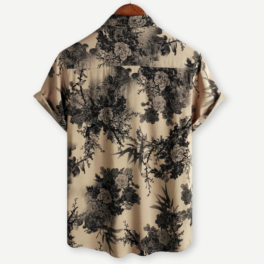 Camisa de manga corta ligera con estampado floral estilo vintage