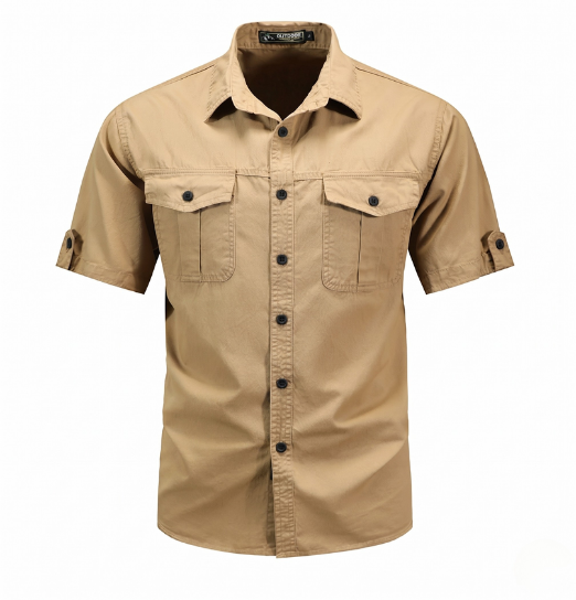 Camisa de manga corta para hombre con abotonadura