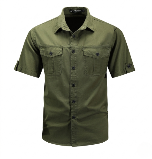 Camisa de manga corta para hombre con abotonadura