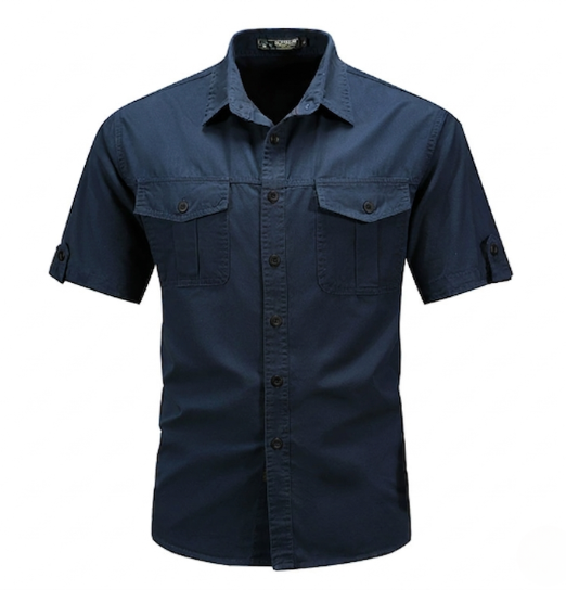 Camisa de manga corta para hombre con abotonadura