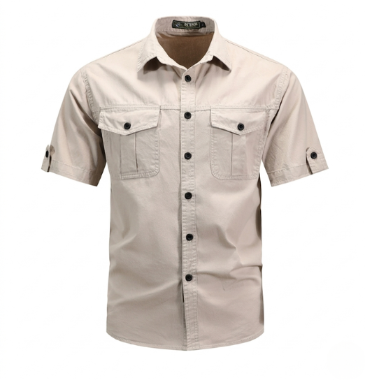 Camisa de manga corta para hombre con abotonadura