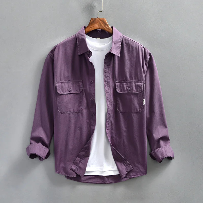Camisa de manga larga con botones para hombre