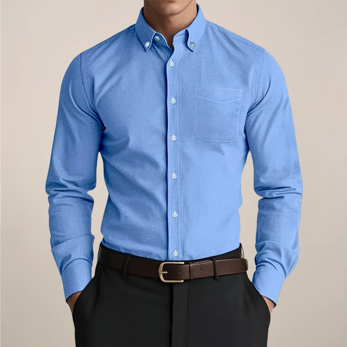 Camisa de manga larga con botones para hombre