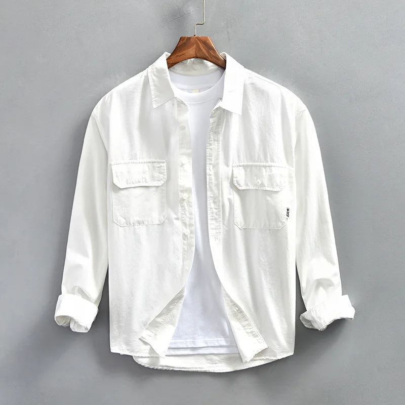Camisa de manga larga con botones para hombre