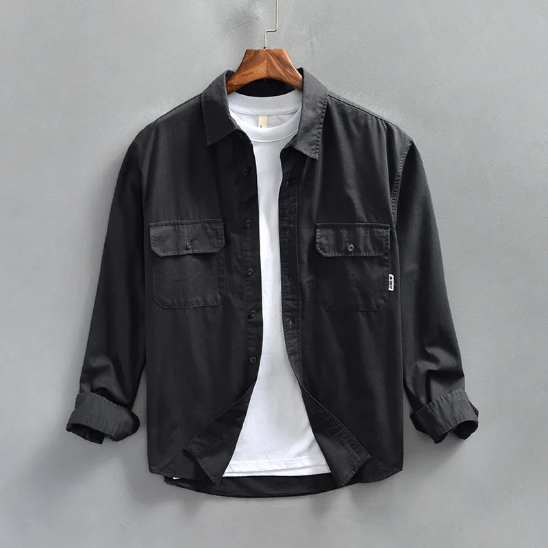 Camisa de manga larga con botones para hombre