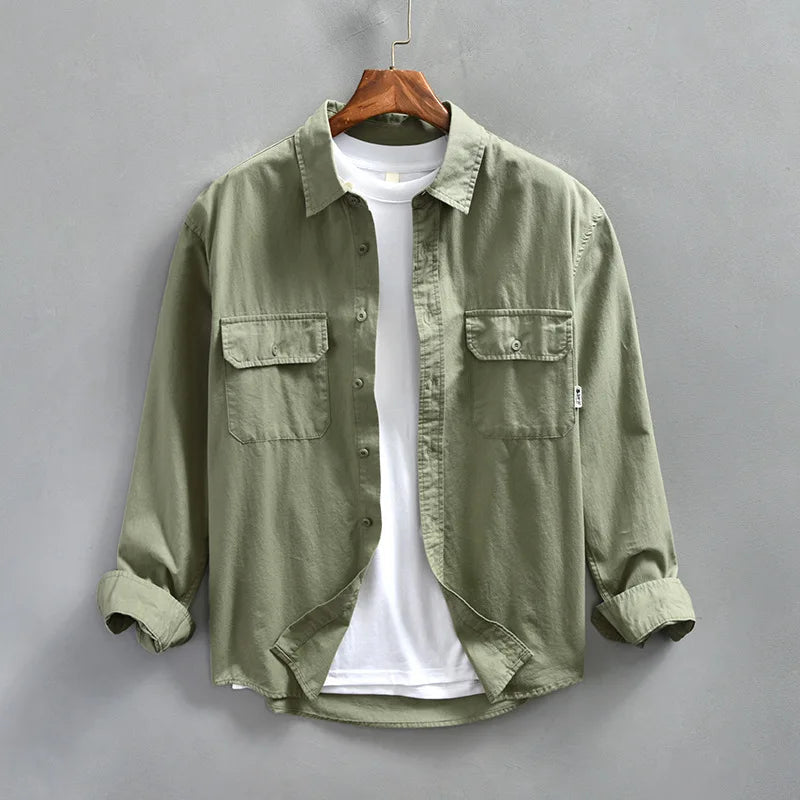 Camisa de manga larga con botones para hombre
