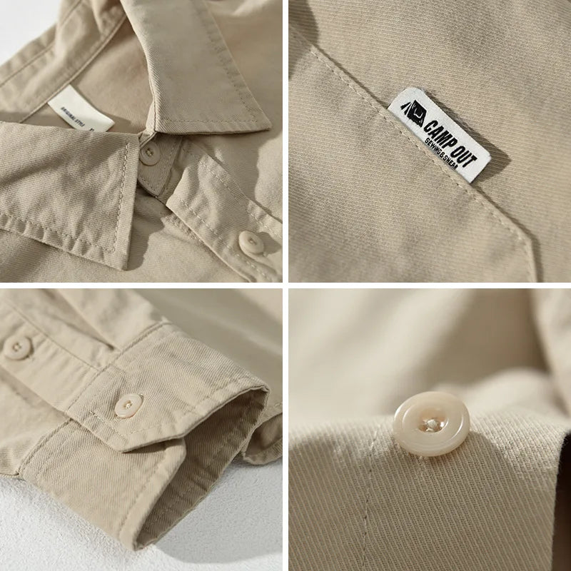 Camisa de manga larga con botones para hombre