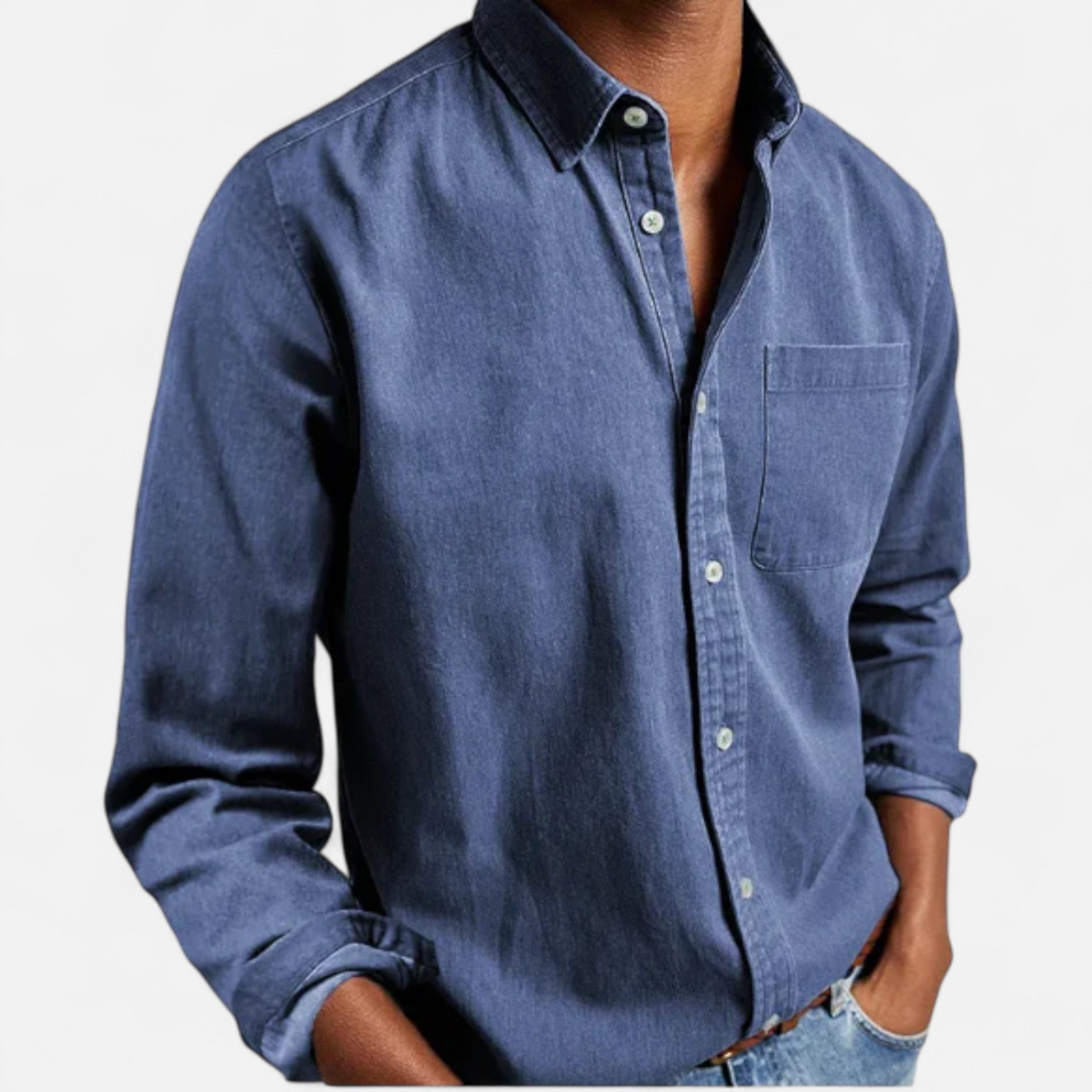 Camisa de mezclilla clásica para hombre en algodón premium