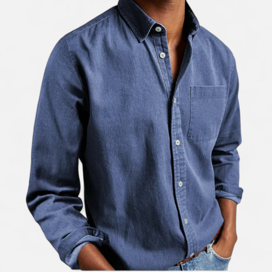 Camisa de mezclilla clásica para hombre en algodón premium