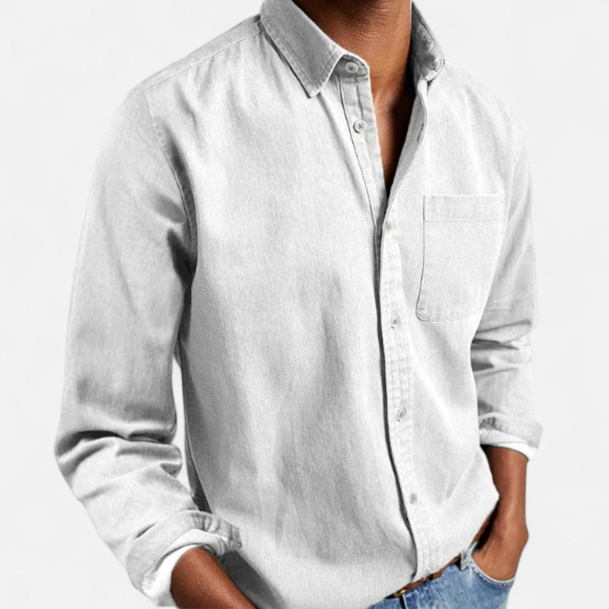 Camisa de mezclilla clásica para hombre en algodón premium