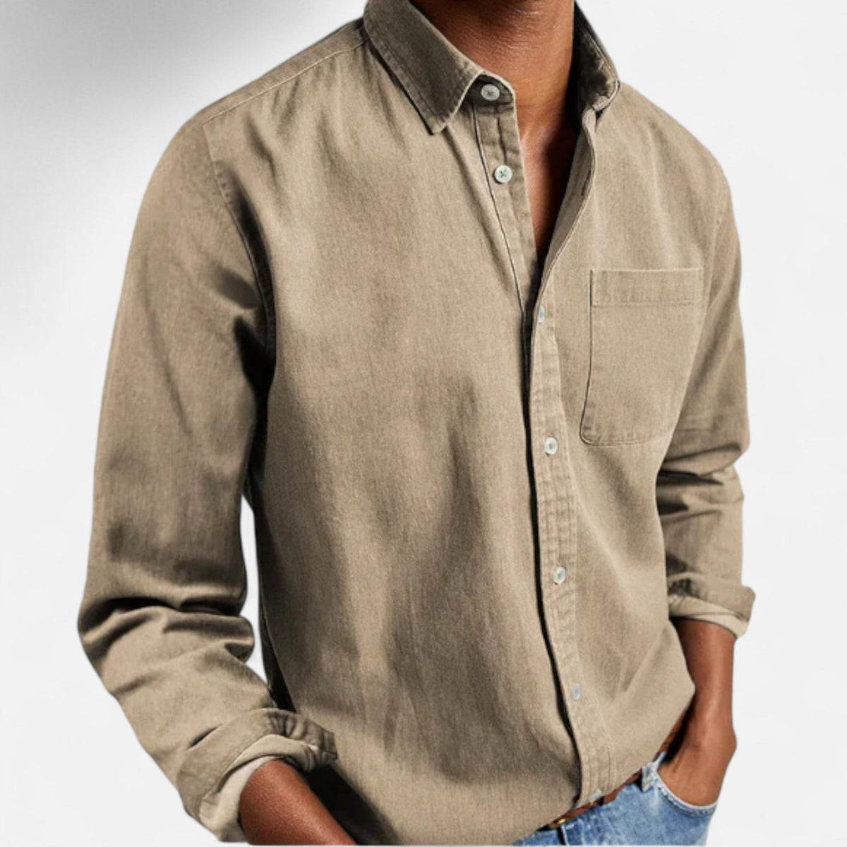 Camisa de mezclilla clásica para hombre en algodón premium