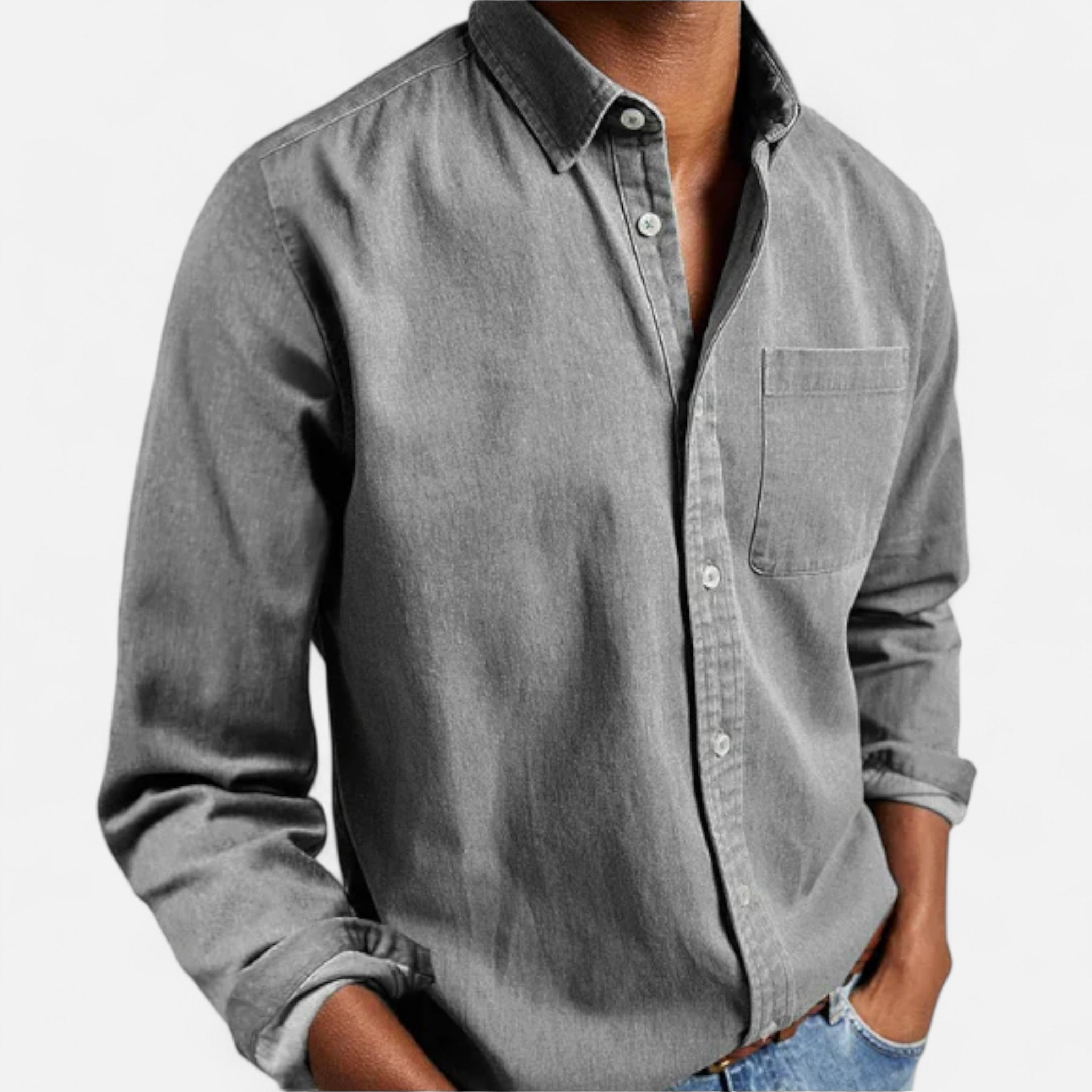 Camisa de mezclilla clásica para hombre en algodón premium