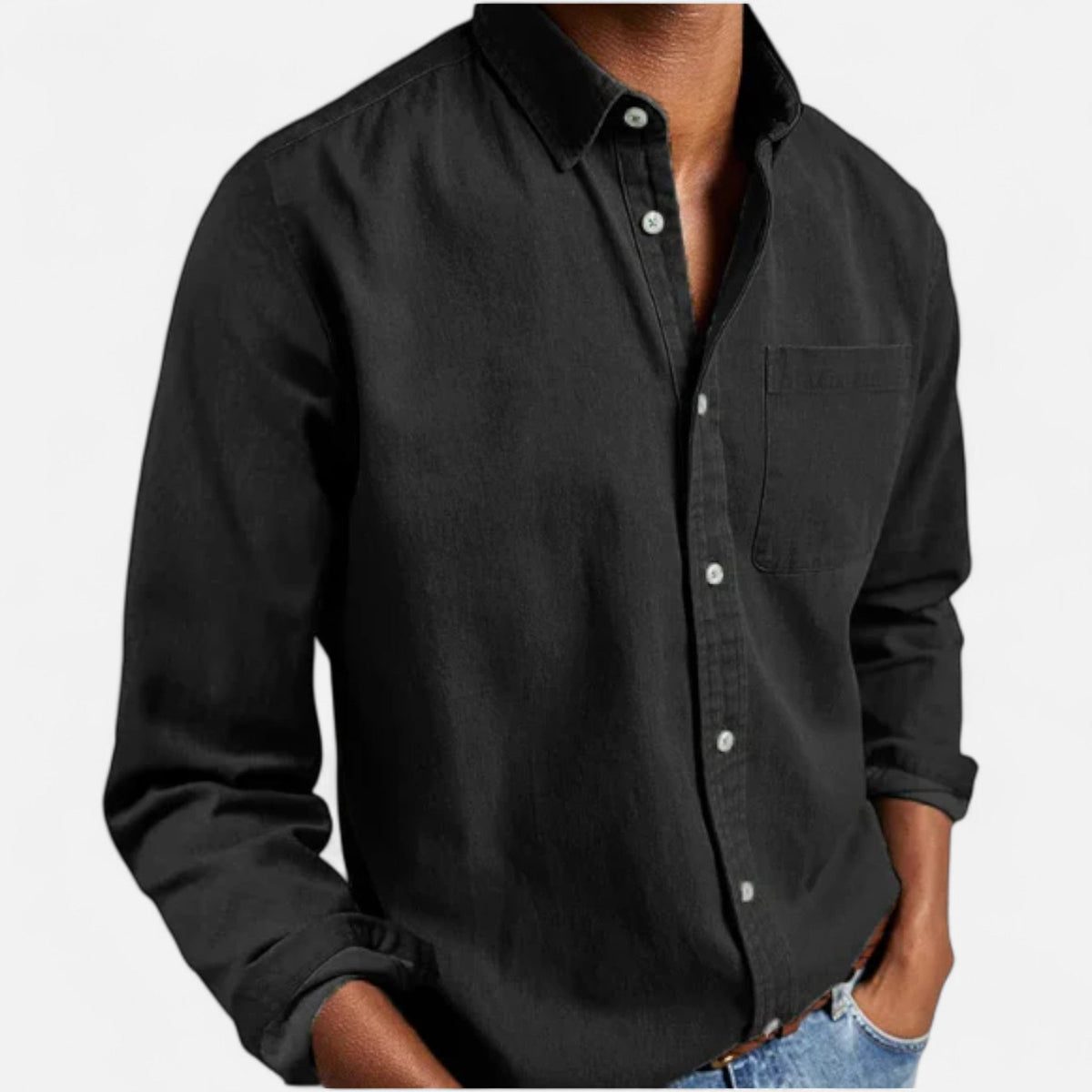 Camisa de mezclilla clásica para hombre en algodón premium