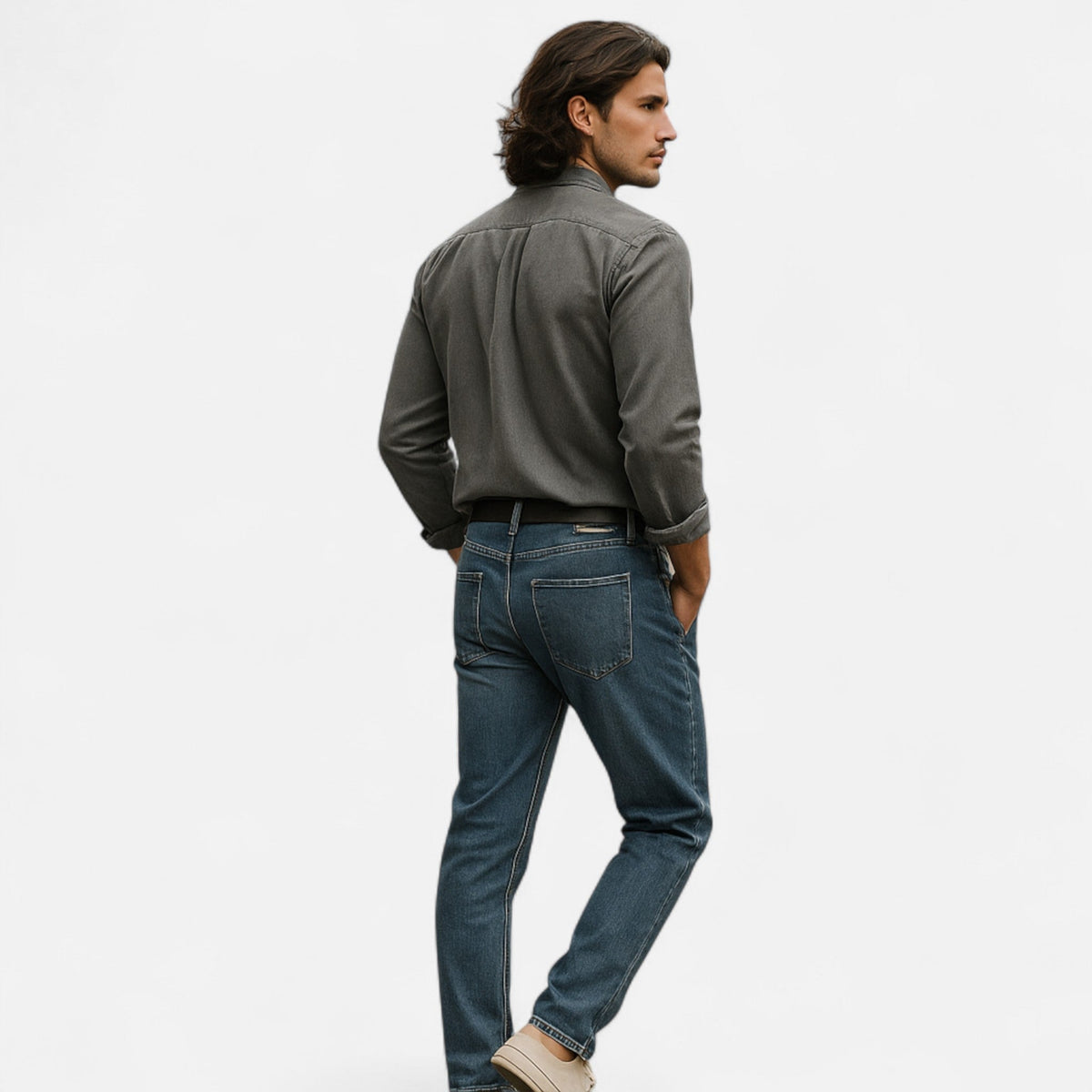Camisa de mezclilla clásica para hombre en algodón premium