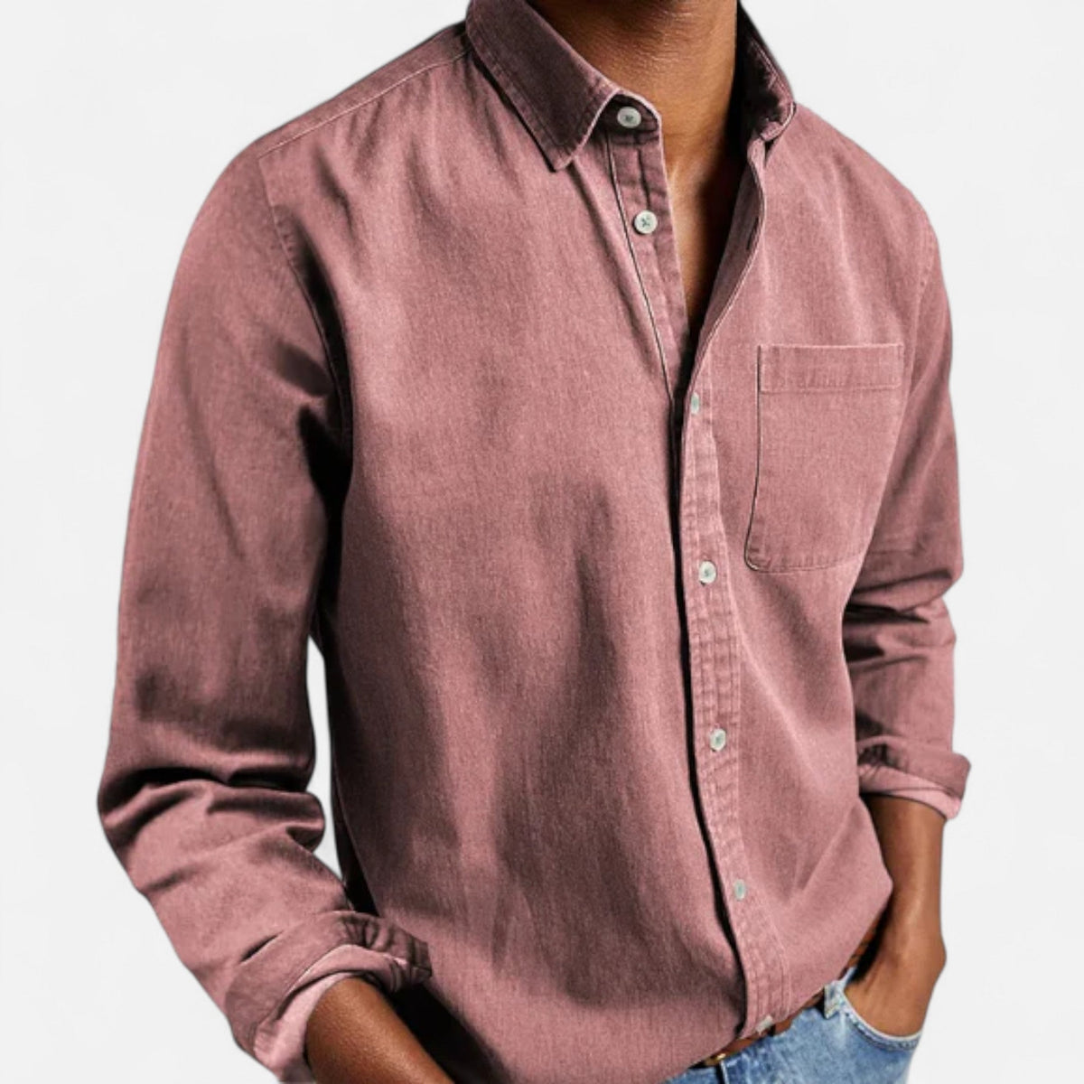 Camisa de mezclilla clásica para hombre en algodón premium