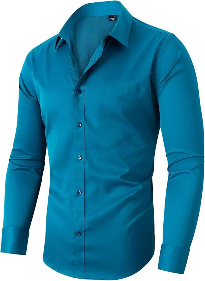 Camisa de vestir para hombre de material elástico e indeformable