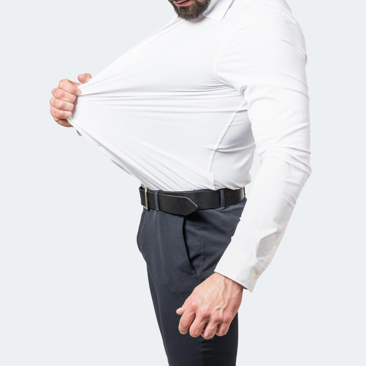 Camisa de vestir para hombre de material elástico e indeformable