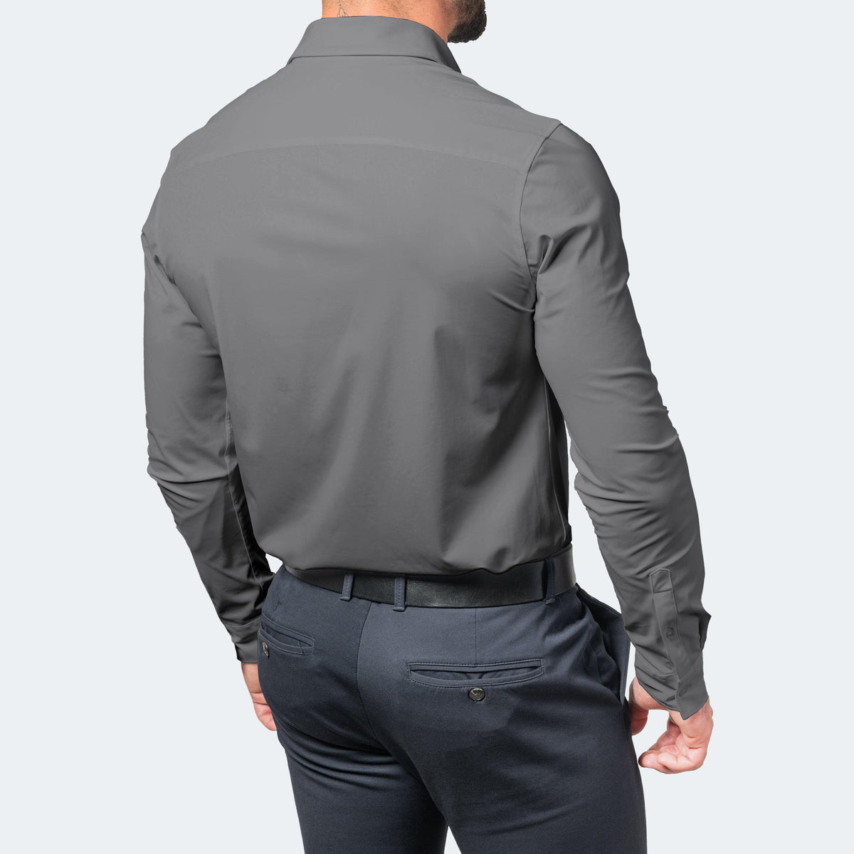 Camisa de vestir para hombre de material elástico e indeformable
