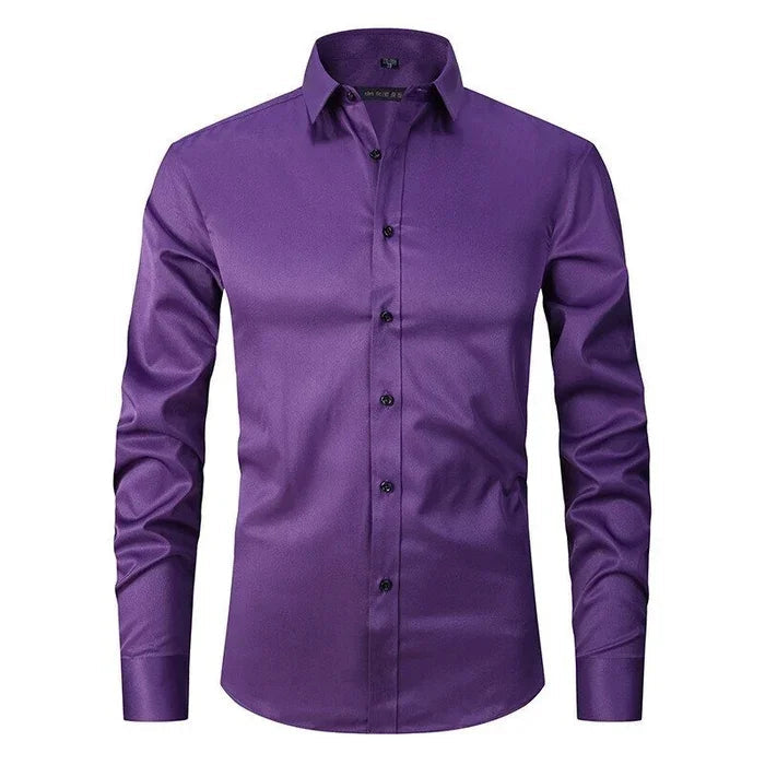 Camisa elegante para hombre antiarrugas con botones