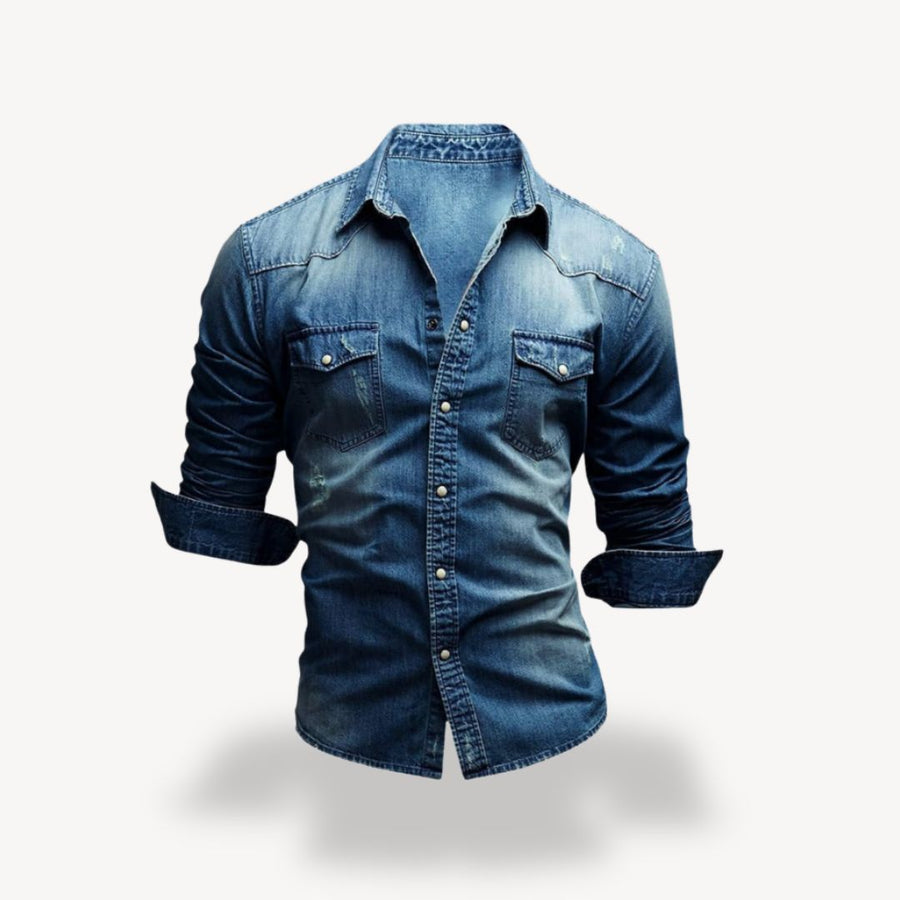 Camisa estilo occidental clásica con botones de presión