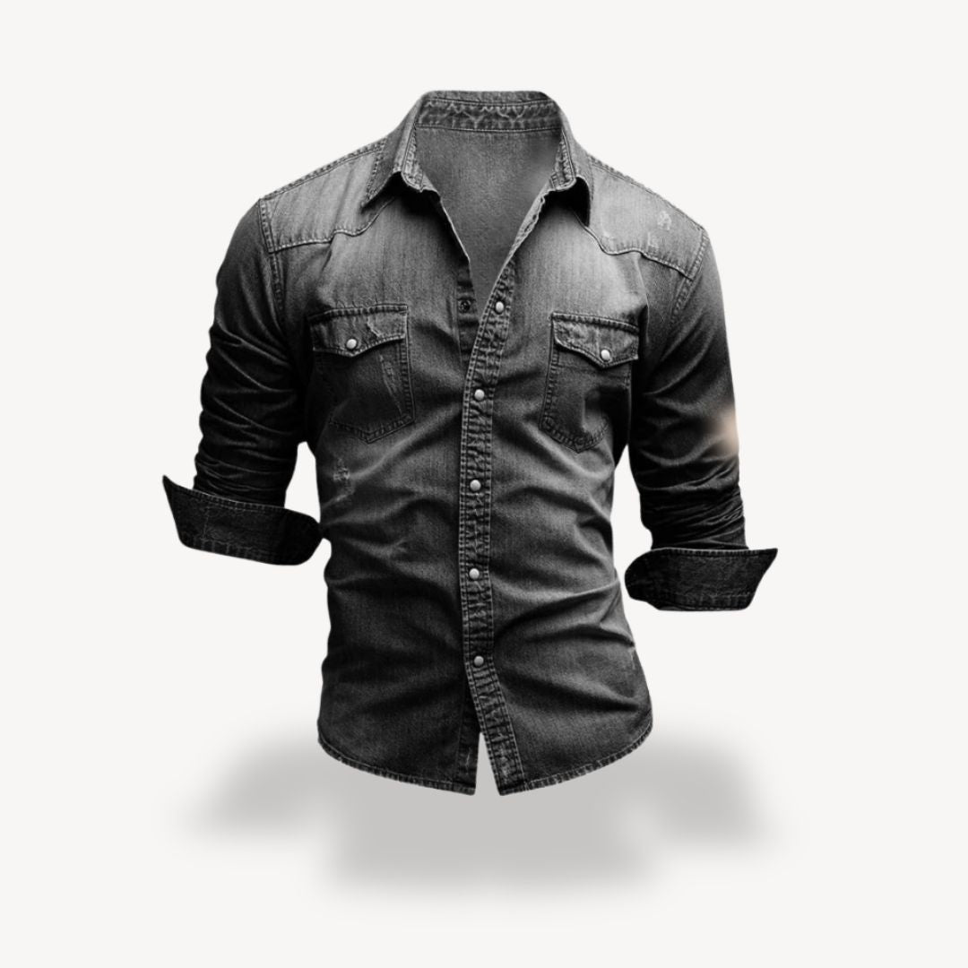 Camisa estilo occidental clásica con botones de presión