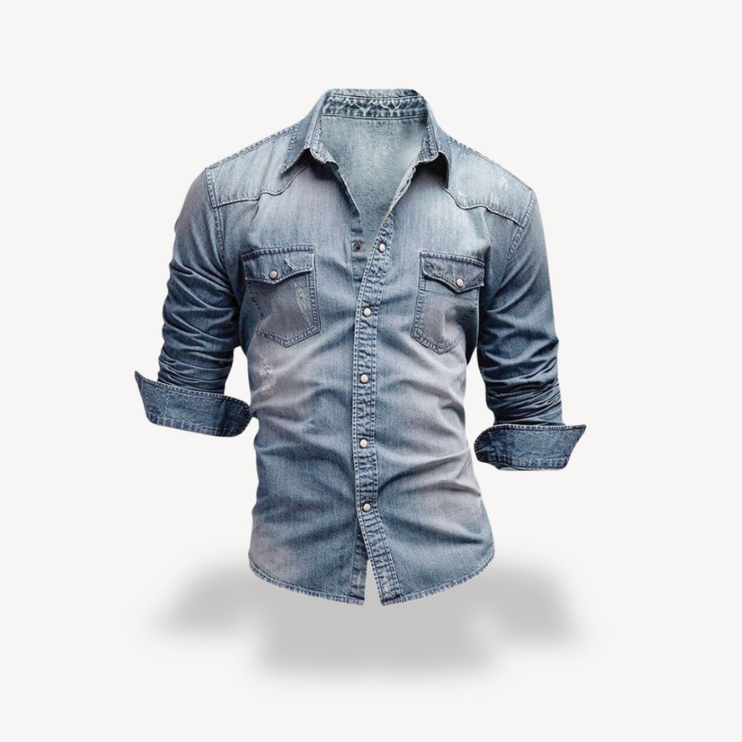 Camisa estilo occidental clásica con botones de presión