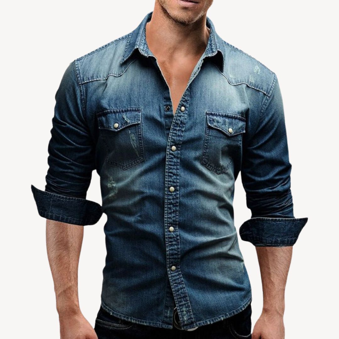 Camisa estilo occidental clásica con botones de presión
