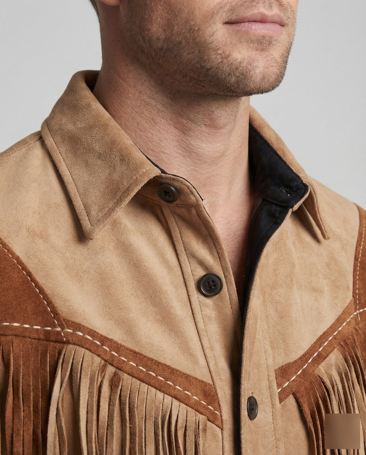 Camisa estilo occidental con flecos y bordados