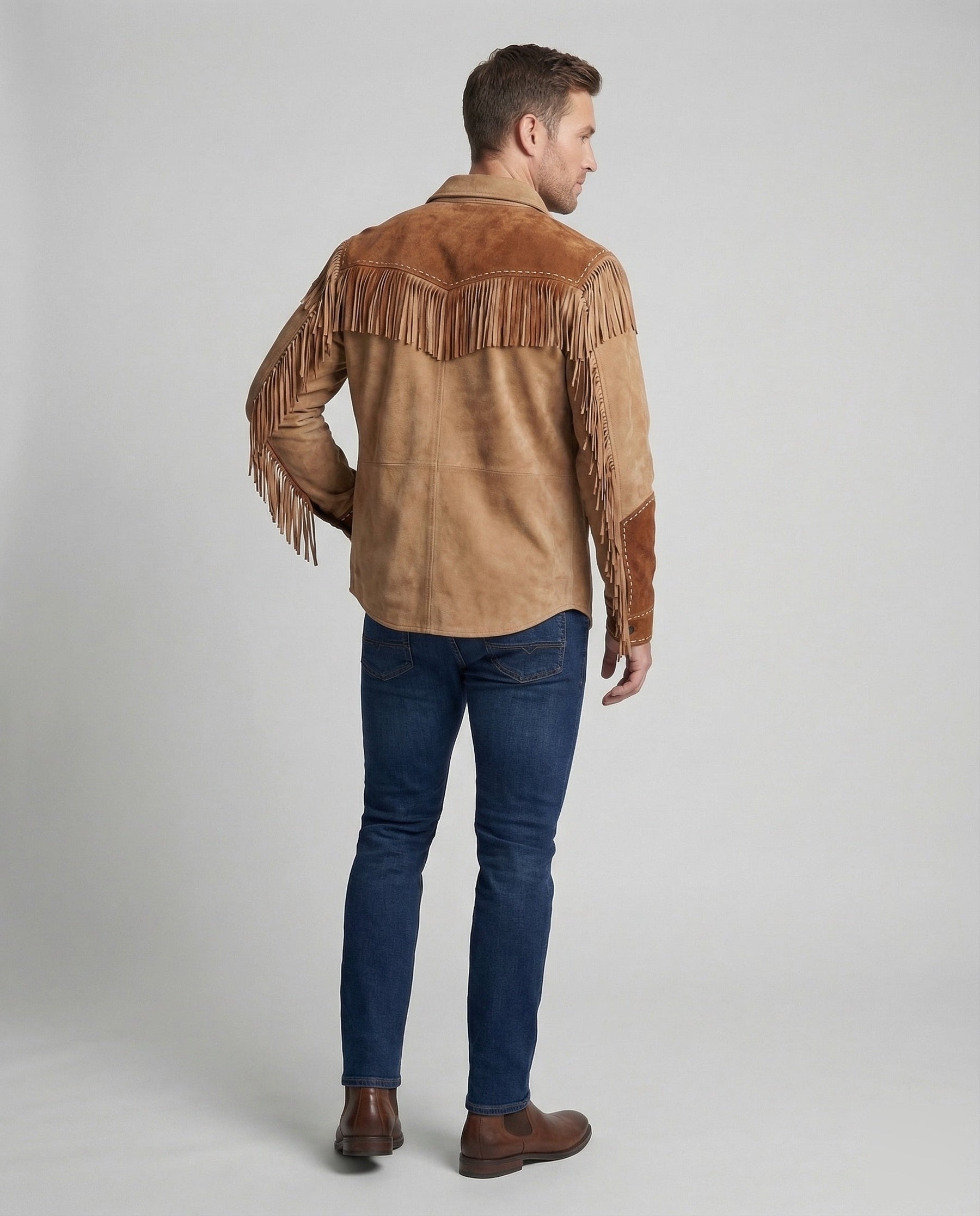 Camisa estilo occidental con flecos y bordados