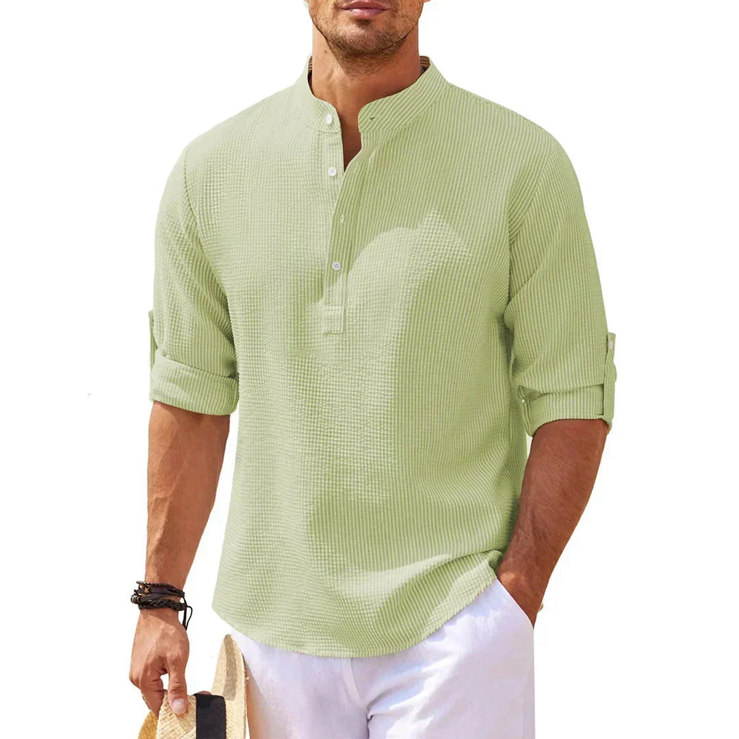 Camisa Henley estructurada con cuello Mao
