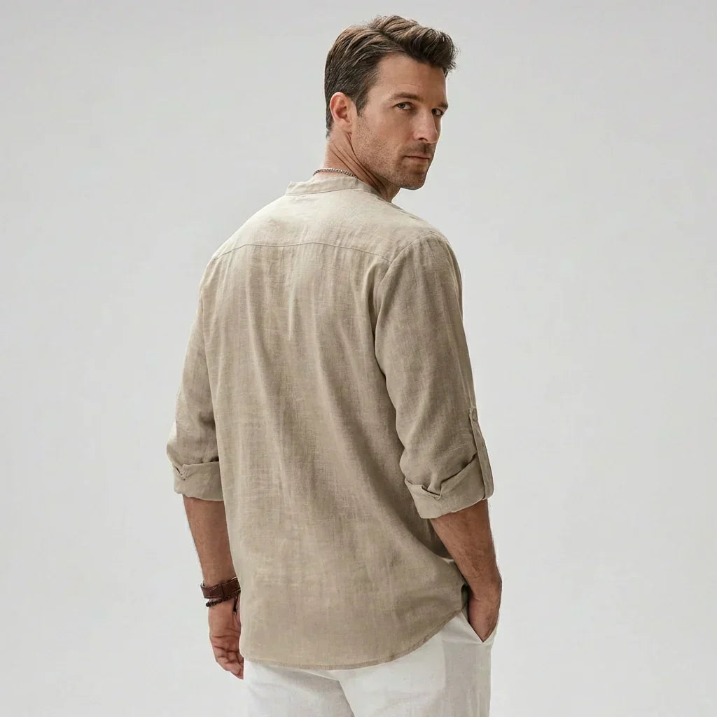 Camisa Henley para hombre con botones en el cuello
